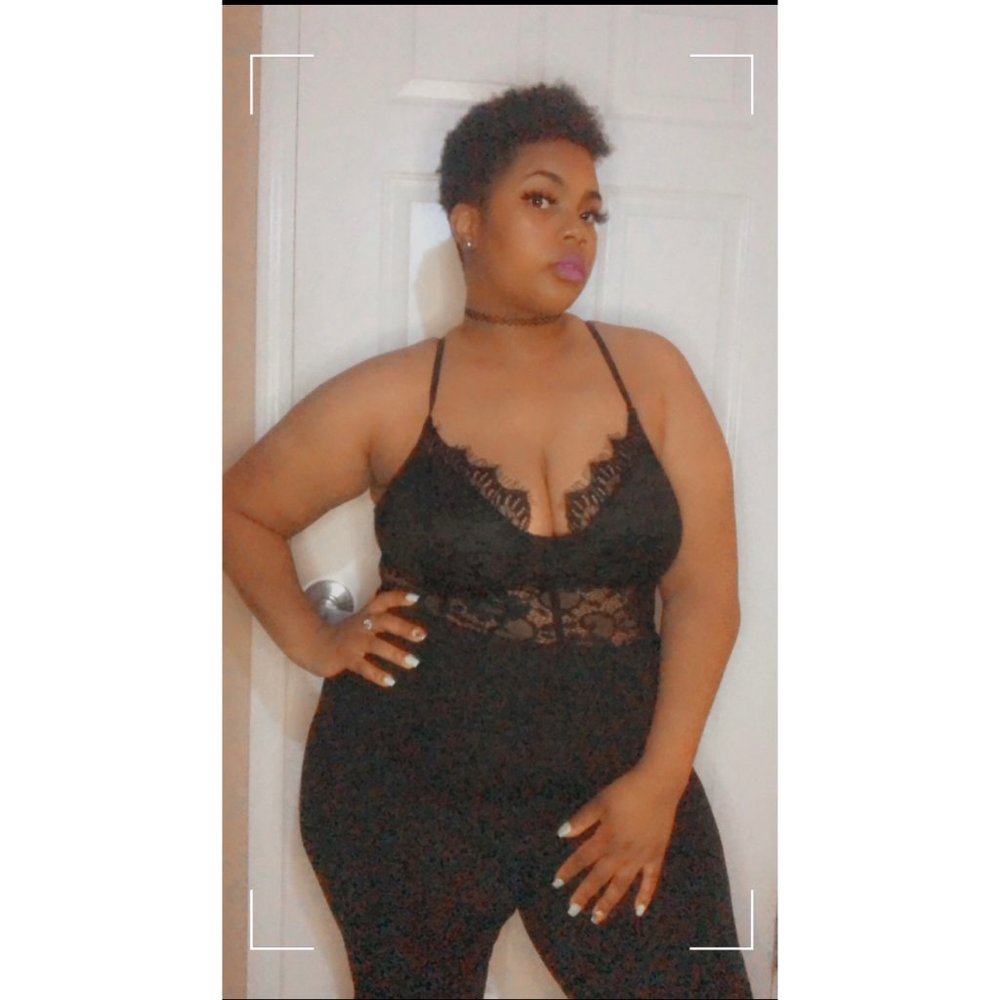 Haute Monde Black Mesh Adjustable Spaghetti Strap Jumpsuit